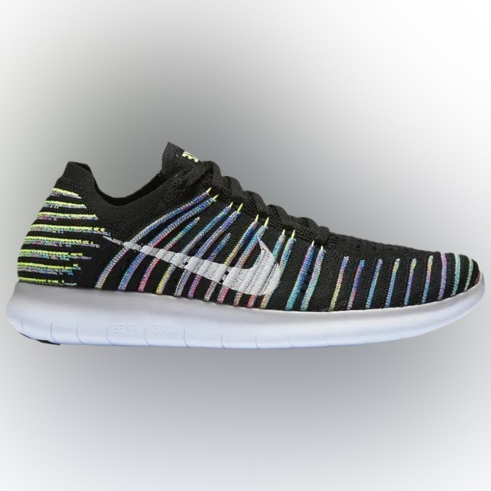 Nike Free RN Flyknit Women’s Black and Multicolor Athletic Shoes